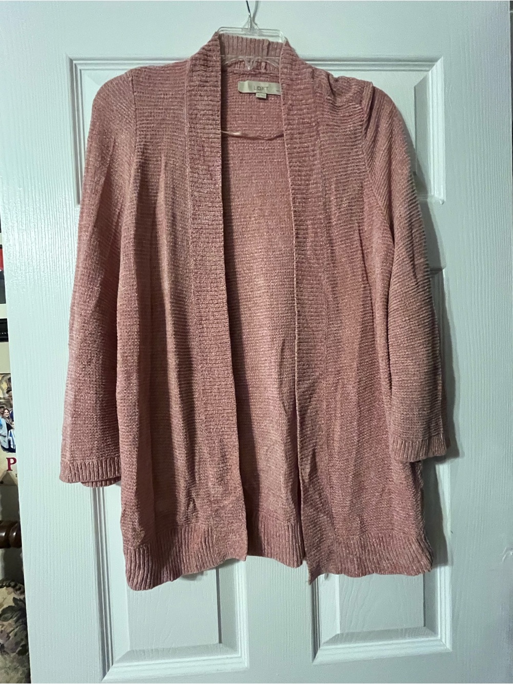 LOFT Dusty Rose Open-Front Knit Cardigan Sweater petite small